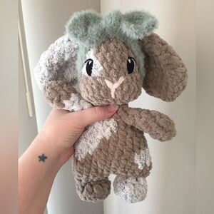 Handmade crochet bunny snuggler